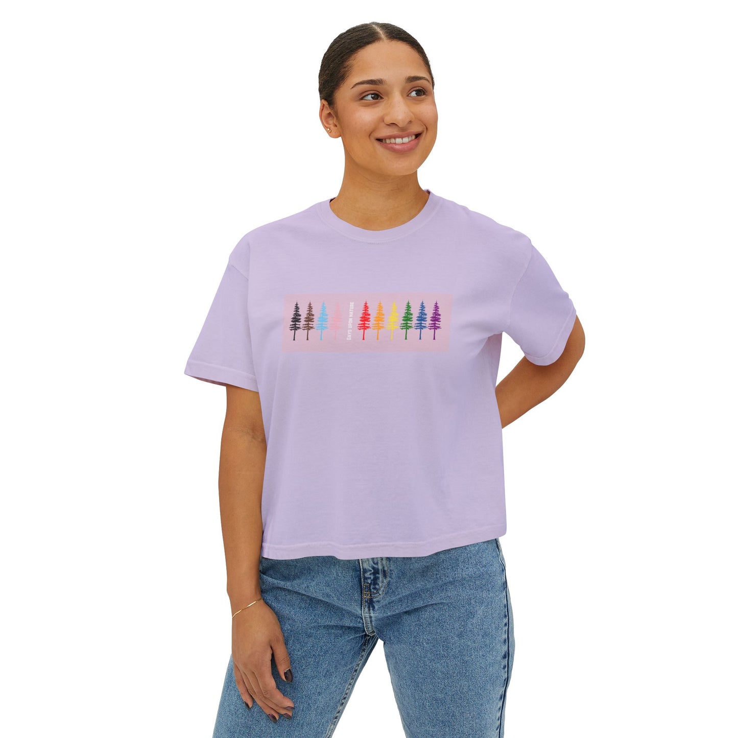 Rainbow Trees Boxy Tee (Purple)