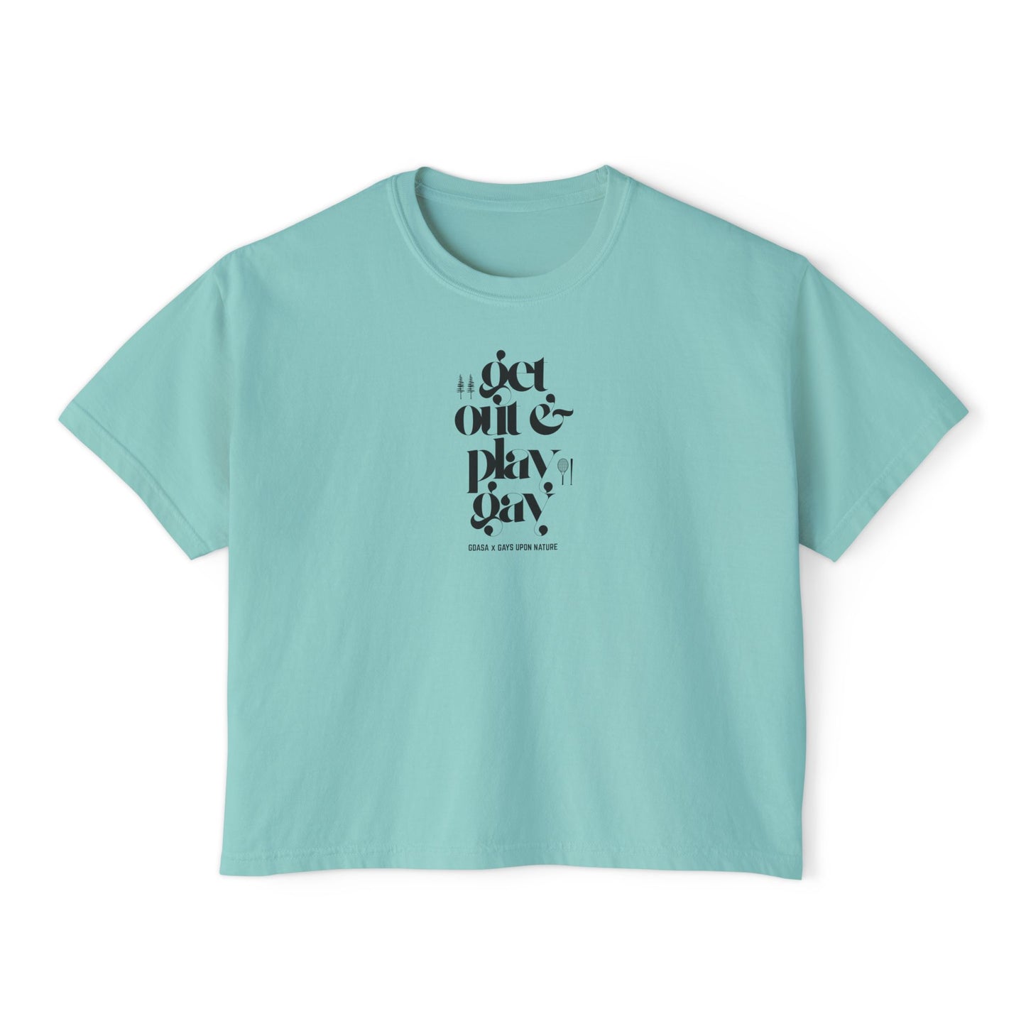 GDASA x Gays Upon Nature Boxy Cropped Tee Black Font