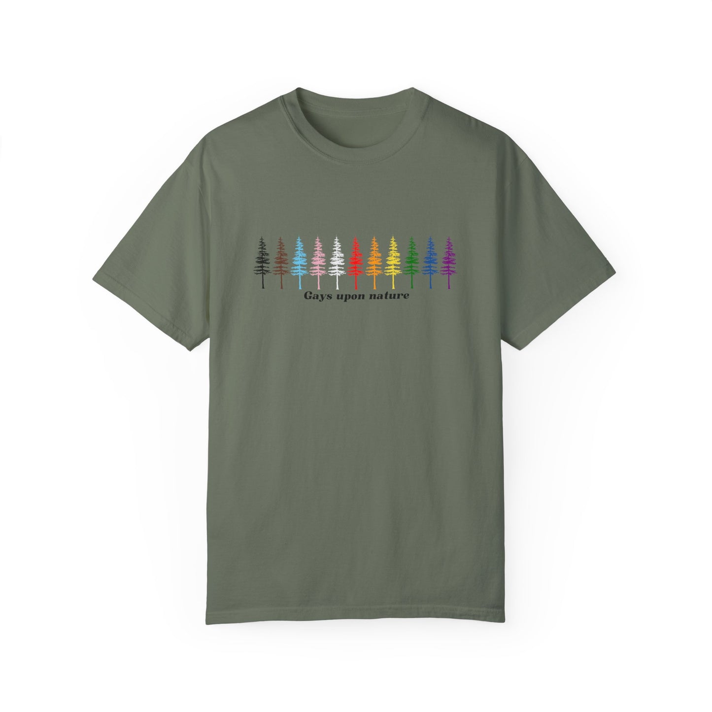 Rainbow Trees EveryBody T-Shirt (Black Script Font)