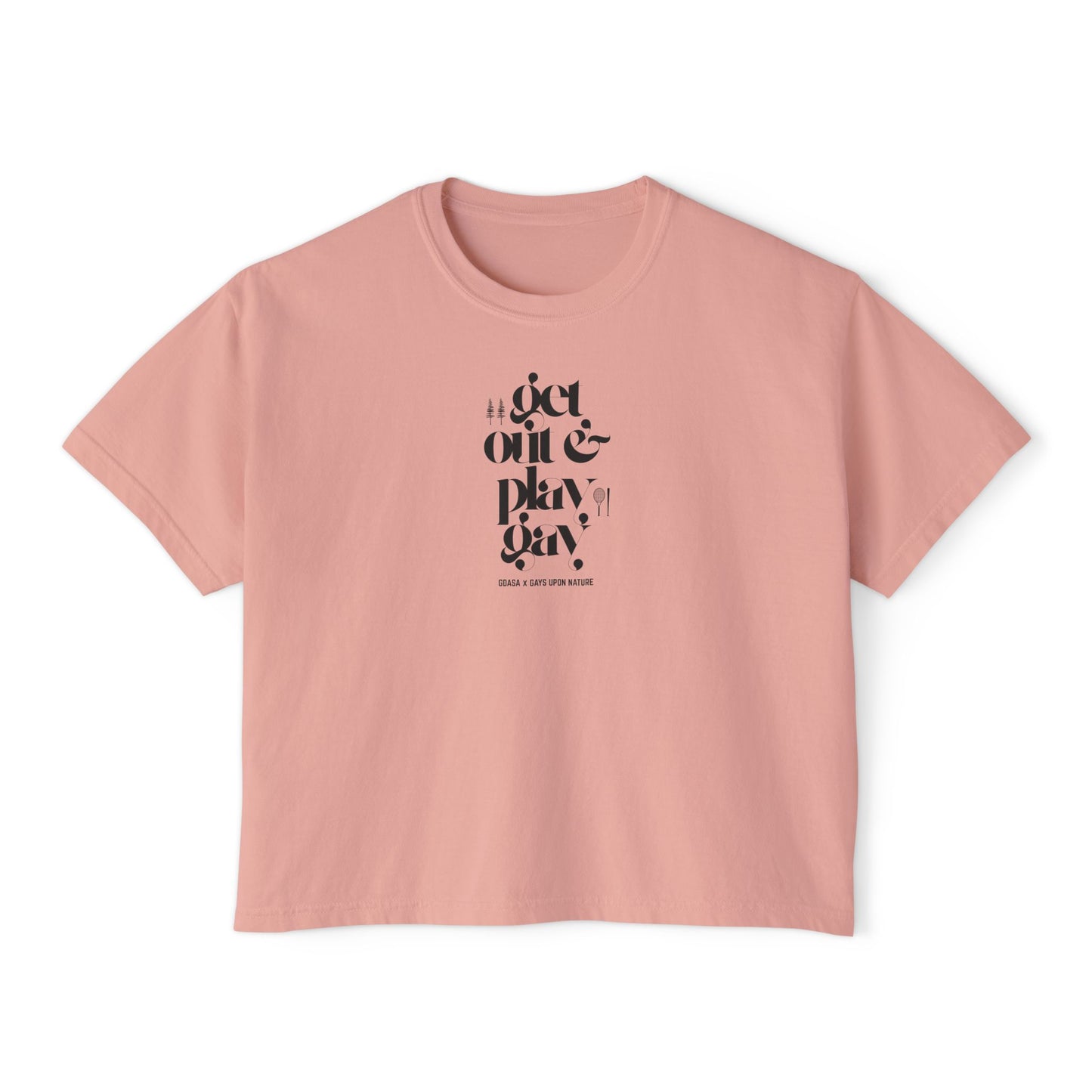 GDASA x Gays Upon Nature Boxy Cropped Tee Black Font