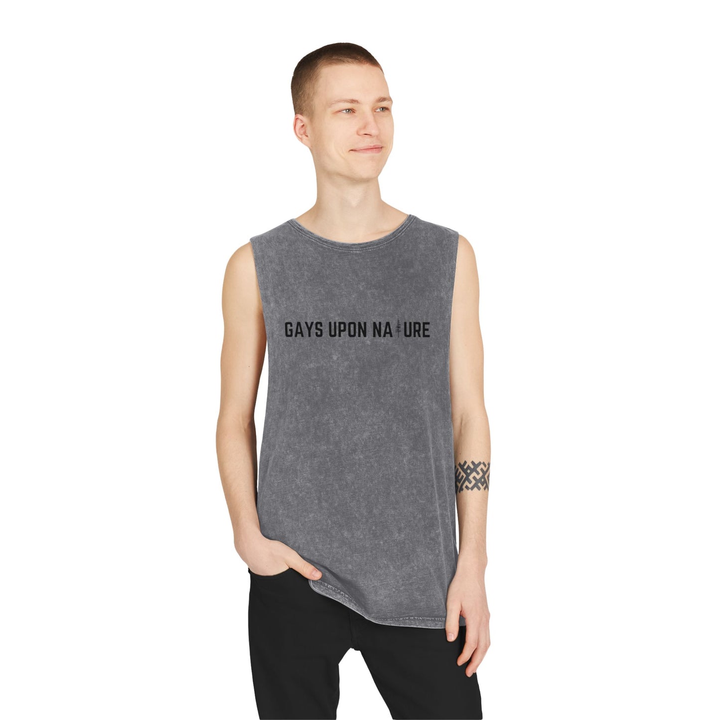 Stonewashed Gays Upon Nature Tank (Black Font)