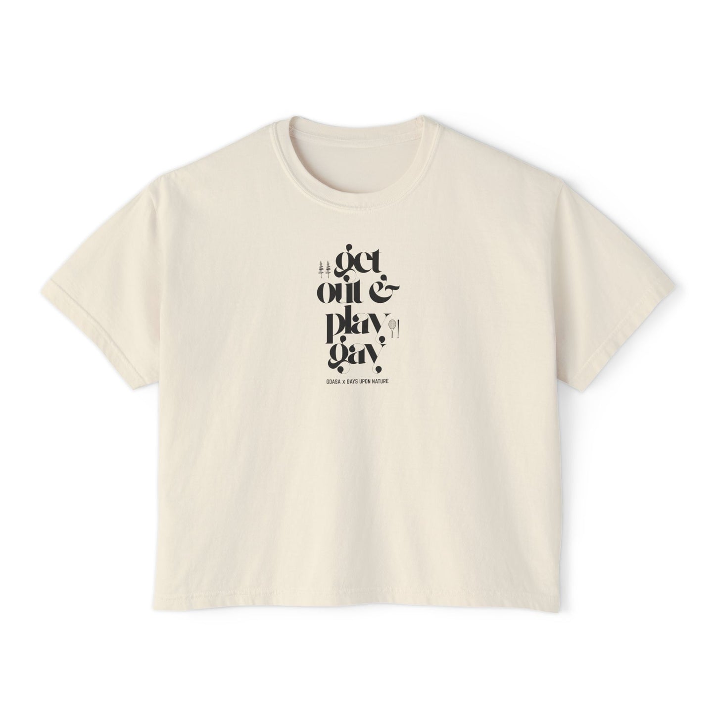 GDASA x Gays Upon Nature Boxy Cropped Tee Black Font