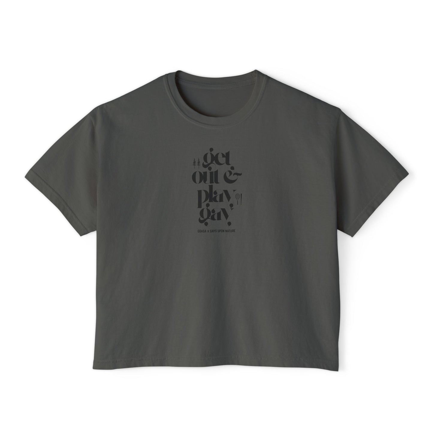 GDASA x Gays Upon Nature Boxy Cropped Tee Black Font