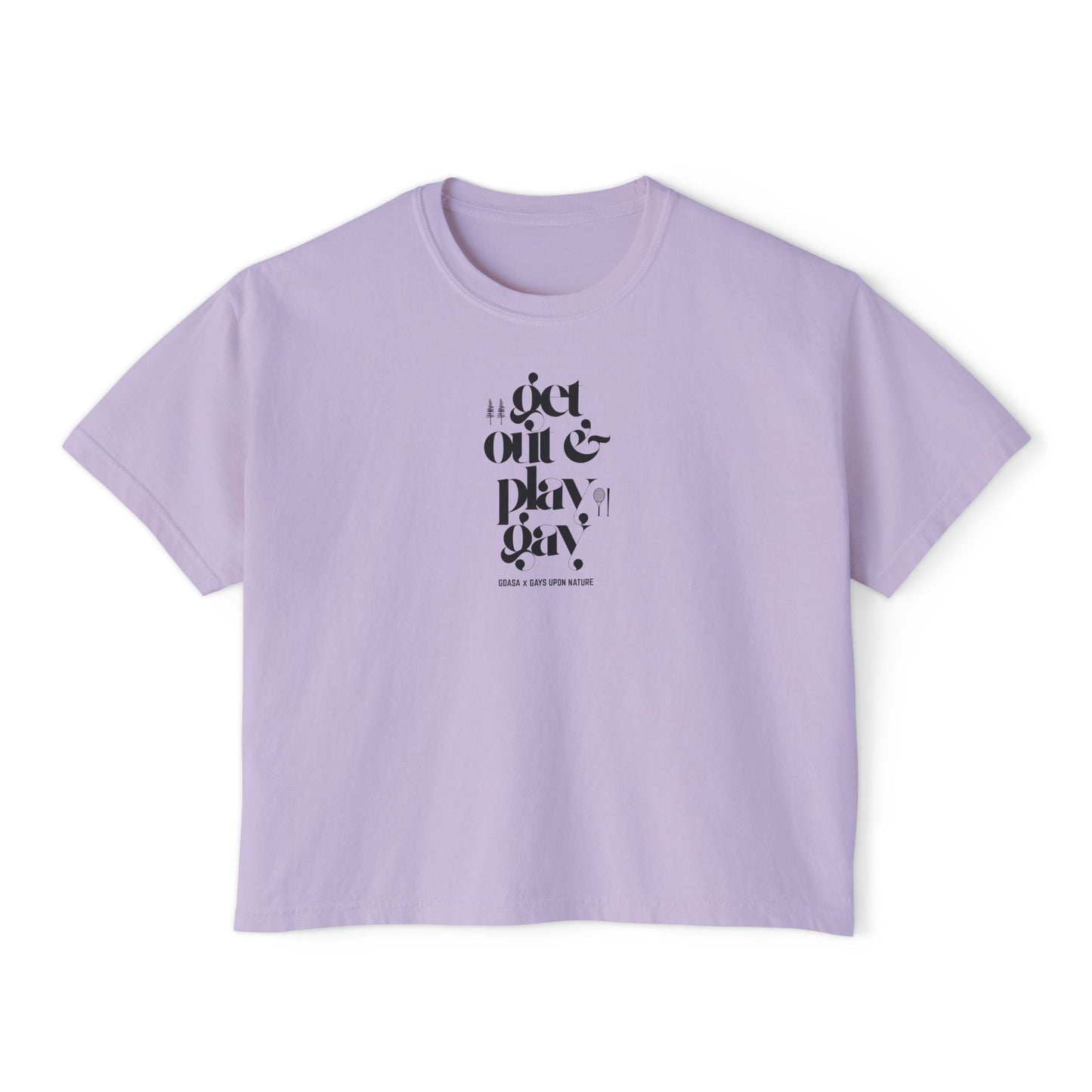GDASA x Gays Upon Nature Boxy Cropped Tee Black Font