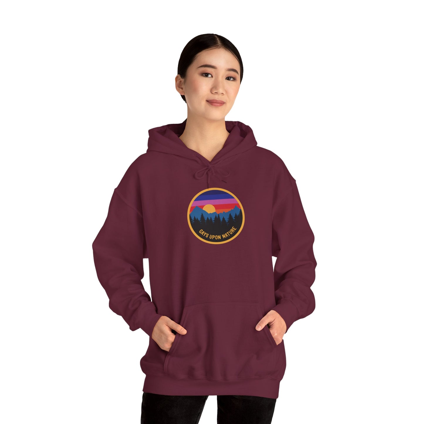 Vintage Camp Badge Rainbow Sky Hoodie