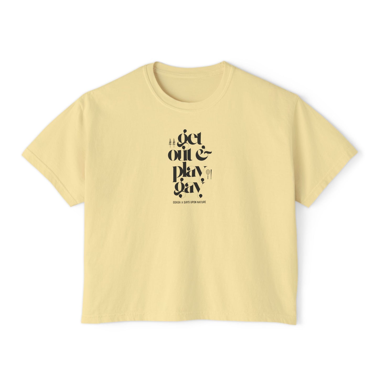 GDASA x Gays Upon Nature Boxy Cropped Tee Black Font