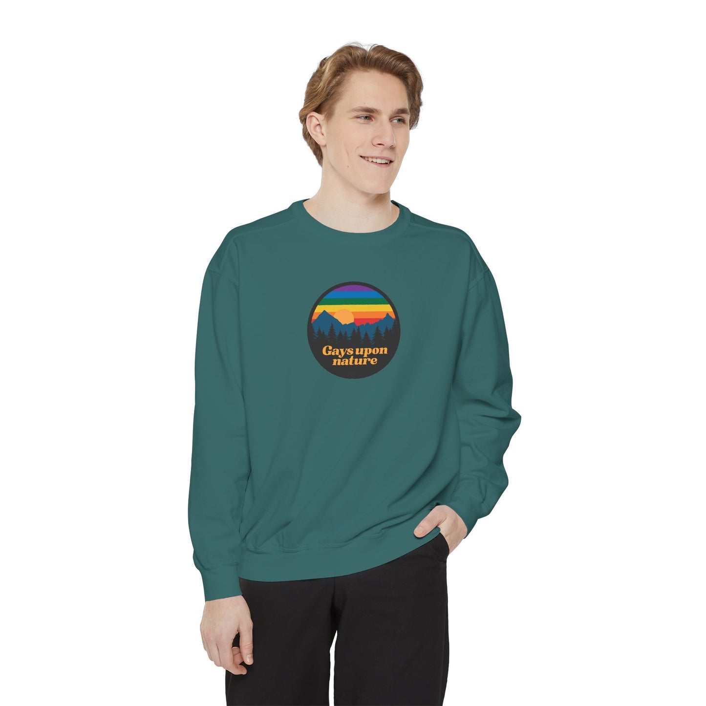 Original Logo Rainbow Sky Crewneck (Orange Font)