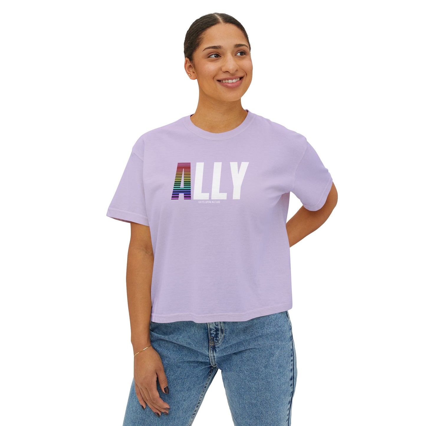 Ally Boxy Tee (White Font)