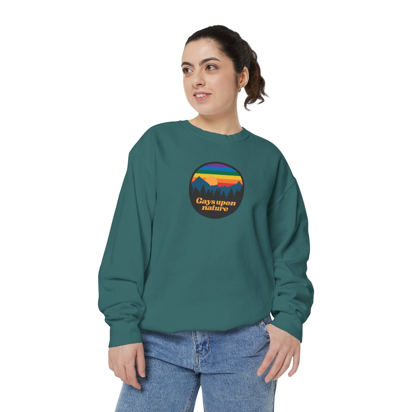 Original Logo Rainbow Sky Crewneck (Orange Font)