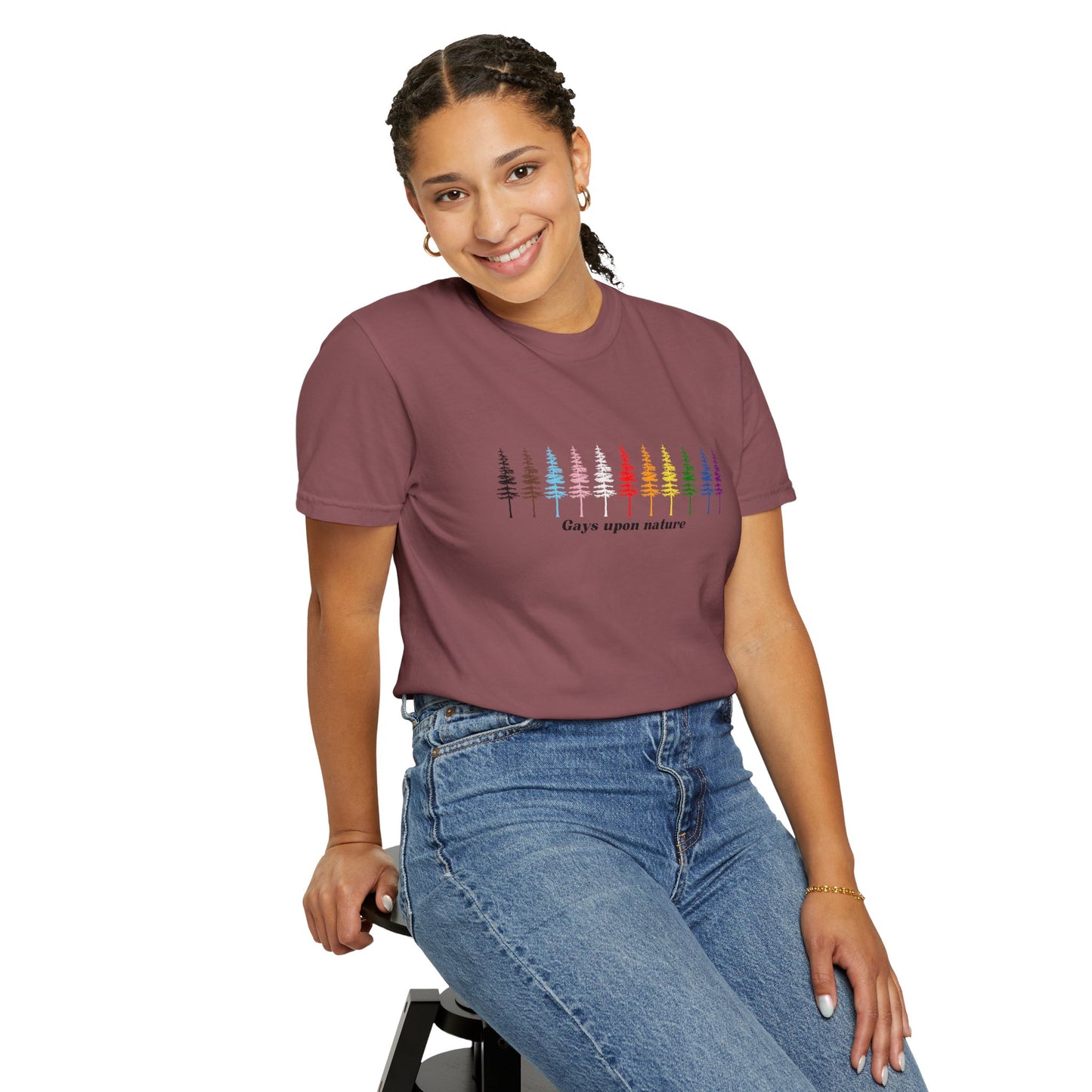 Rainbow Trees EveryBody T-Shirt (Black Script Font)