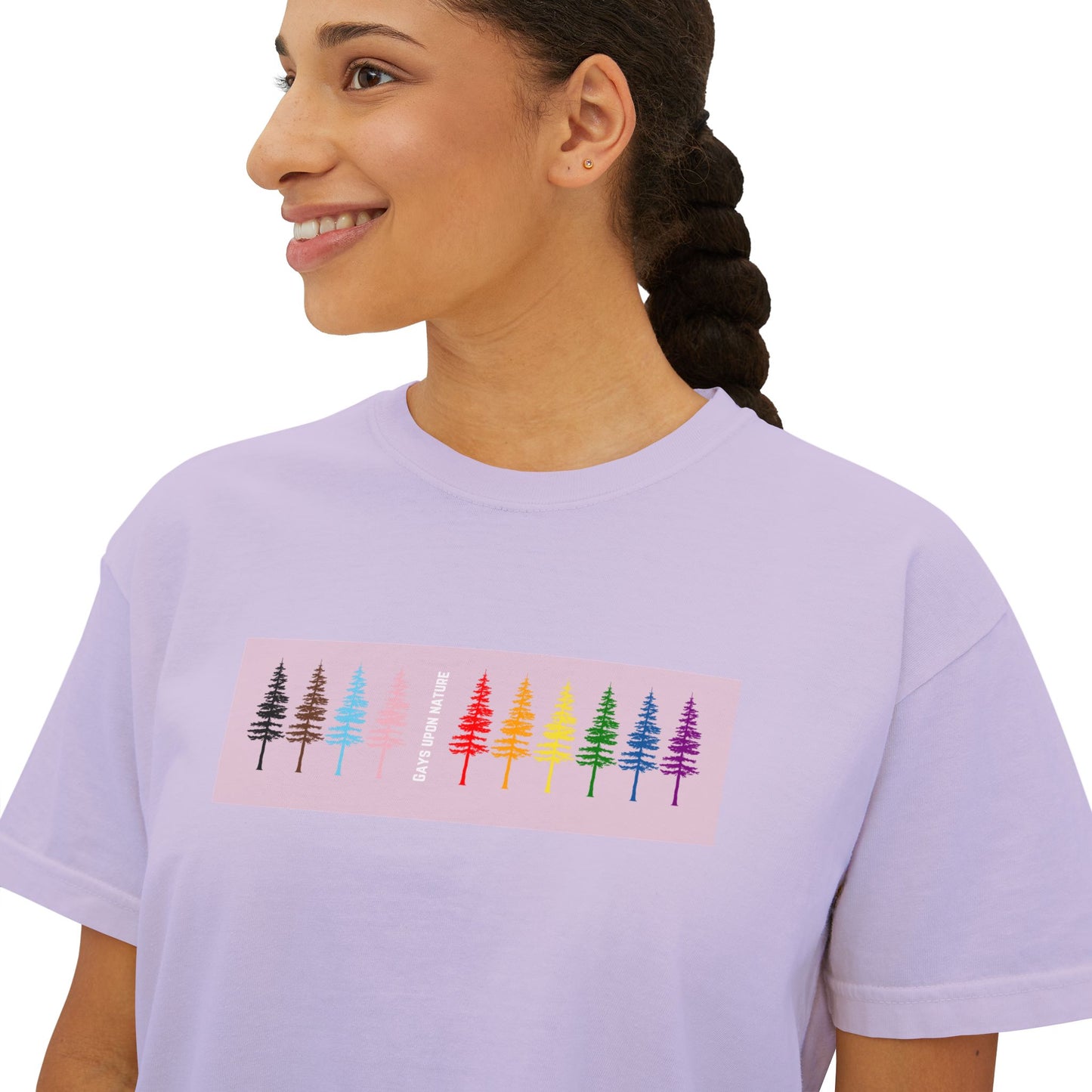 Rainbow Trees Boxy Tee (Purple)