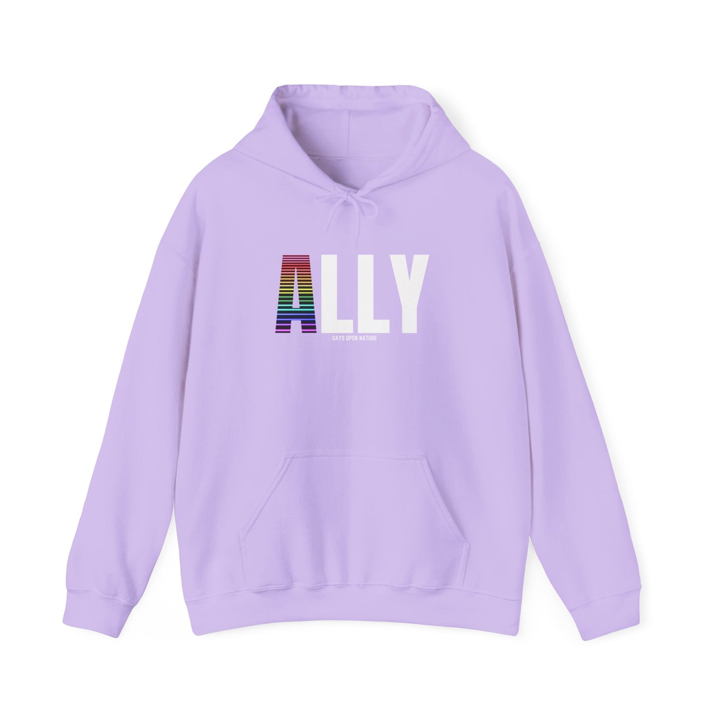 Ally Pride Rainbow Hoodie (White Font)