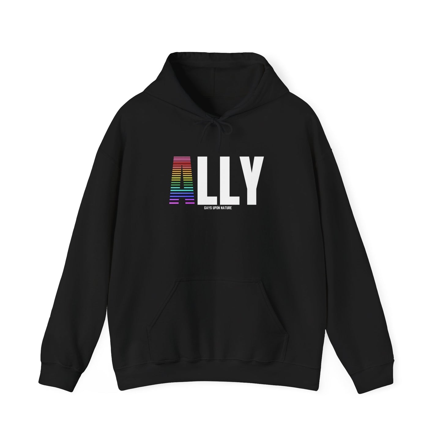 Ally Pride Rainbow Hoodie (White Font)