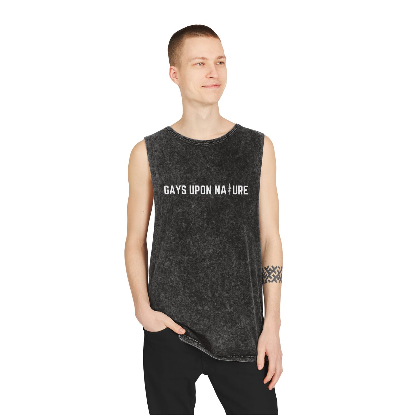 Stonewashed Gays Upon Nature Tank (White Font)