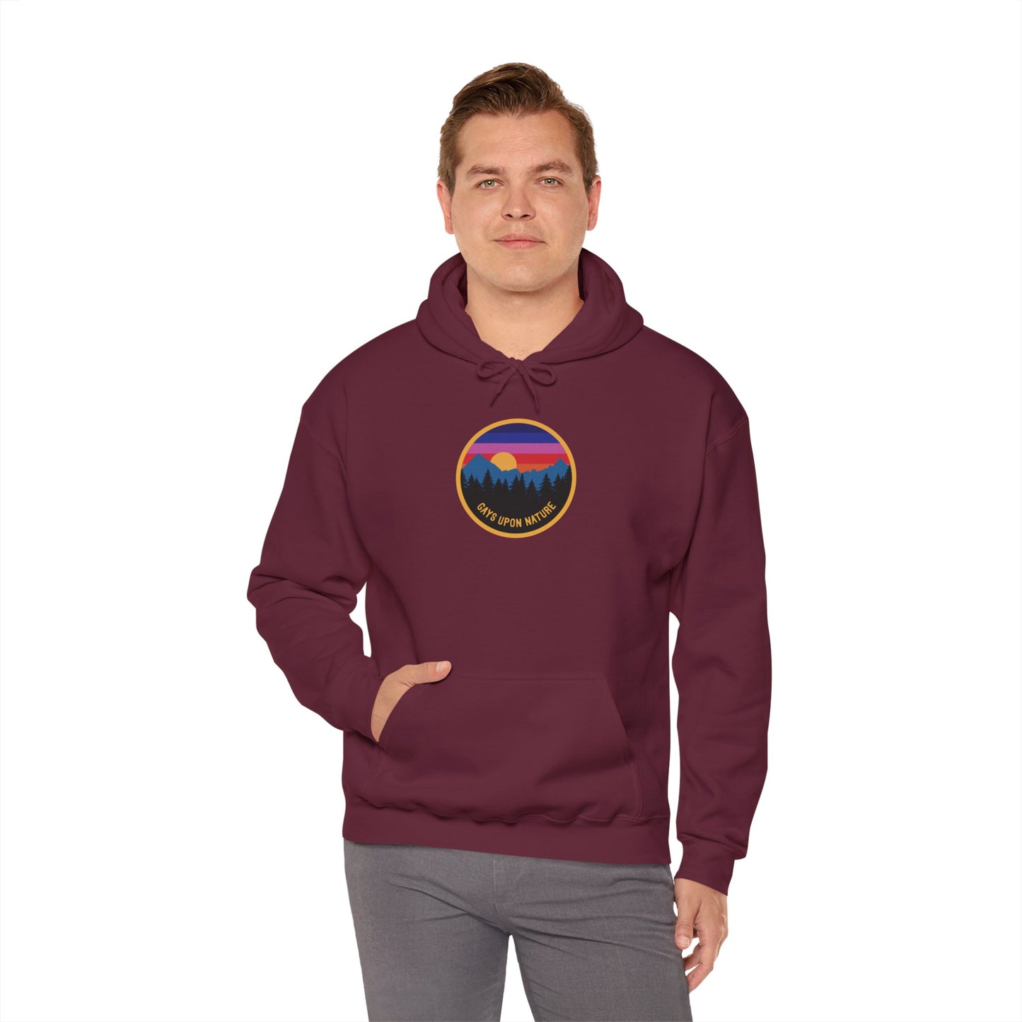 Vintage Camp Badge Rainbow Sky Hoodie