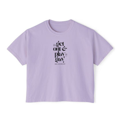 GDASA x Gays Upon Nature Boxy Cropped Tee Black Font